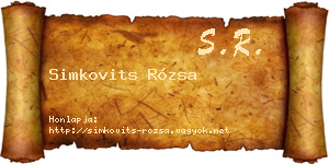 Simkovits Rózsa névjegykártya